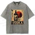 Unisex Vodka Printed Washed Tee