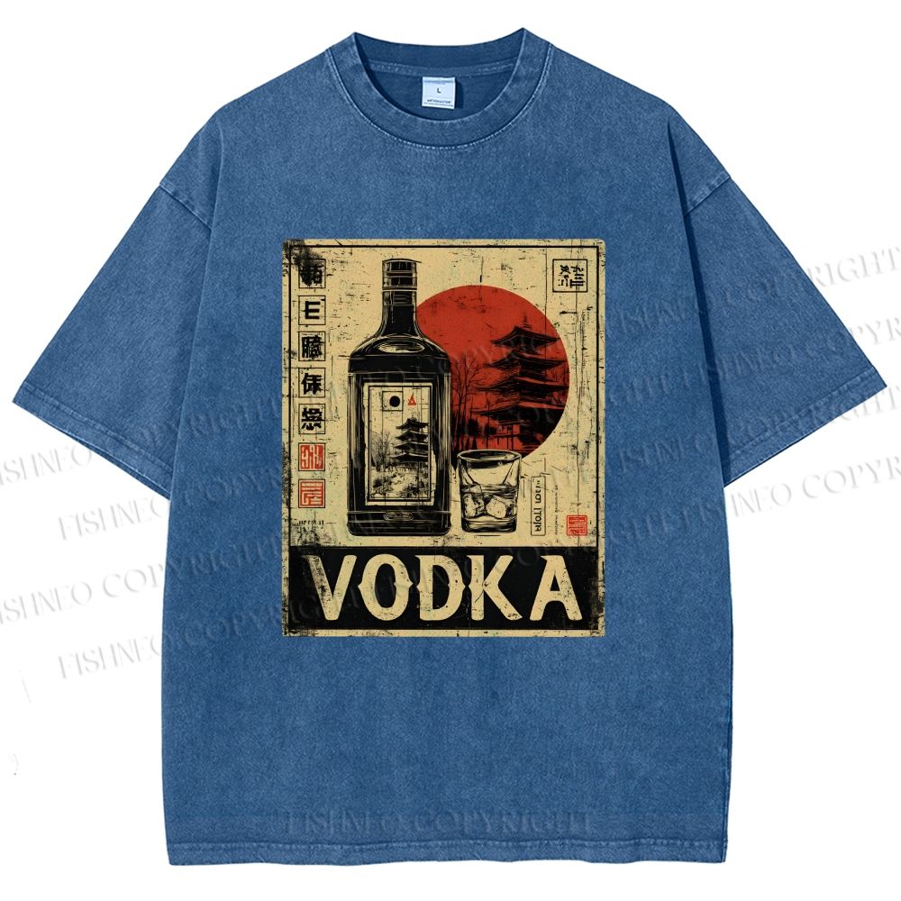 Unisex Vodka Printed Washed Tee