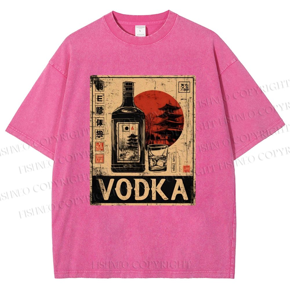 Unisex Vodka Printed Washed Tee