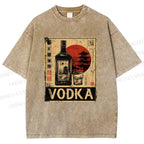 Unisex Vodka Printed Washed Tee
