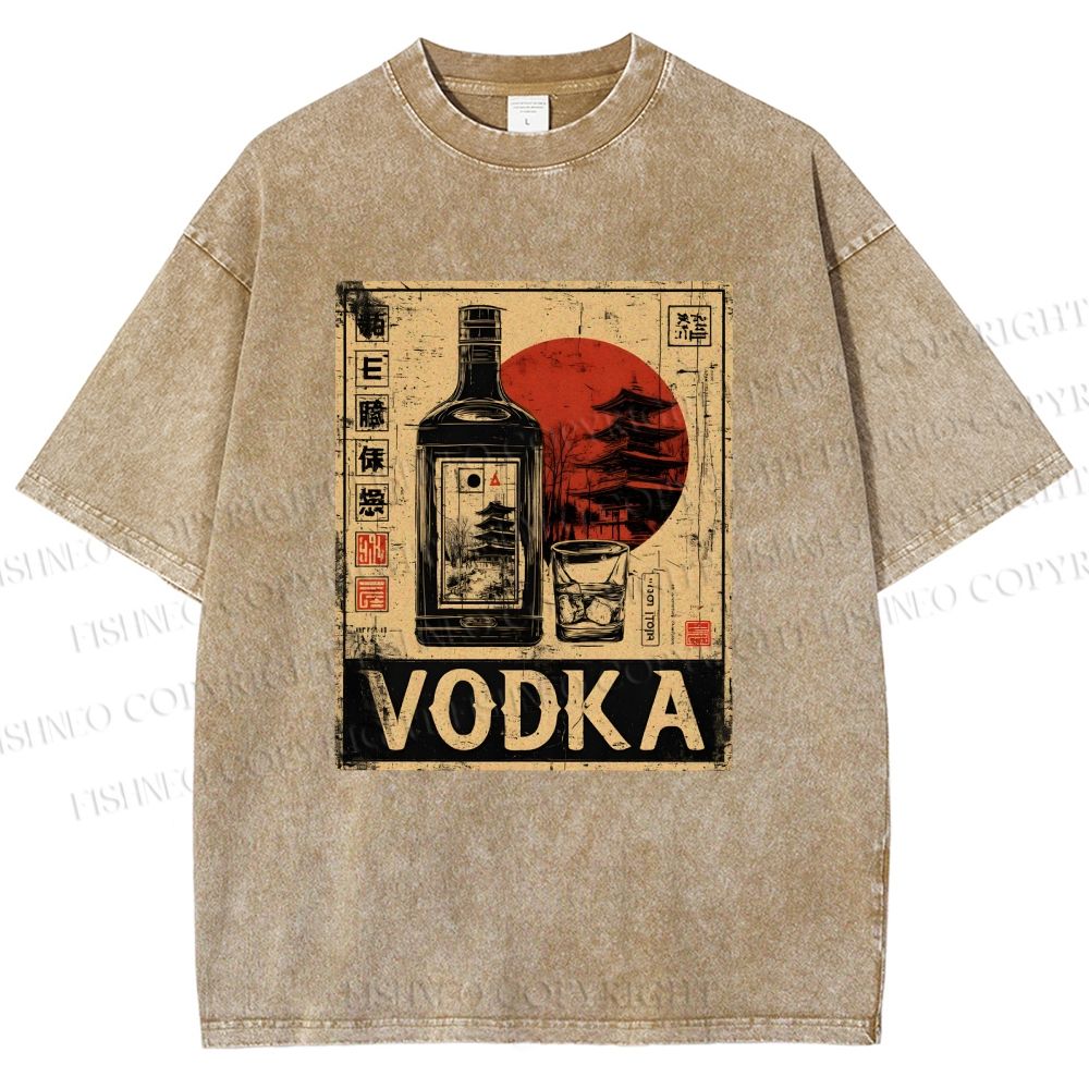 Unisex Vodka Printed Washed Tee