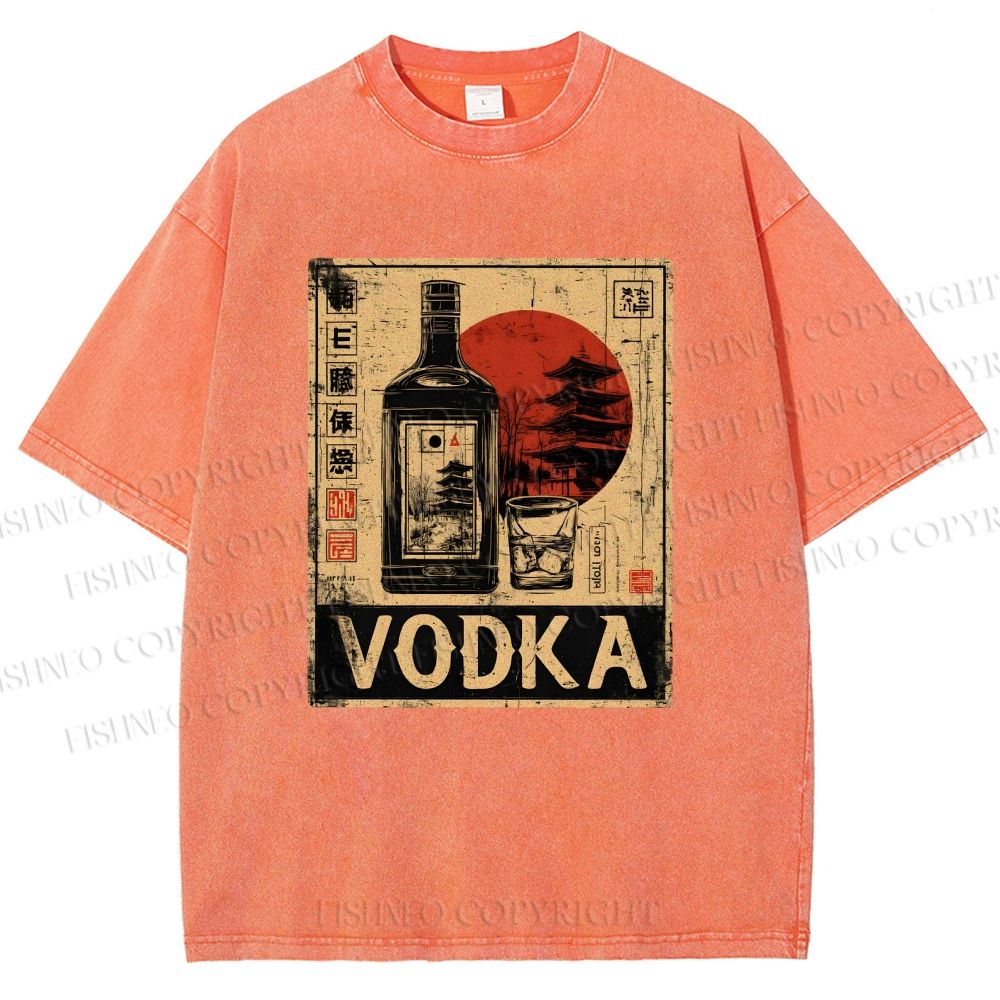 Unisex Vodka Printed Washed Tee