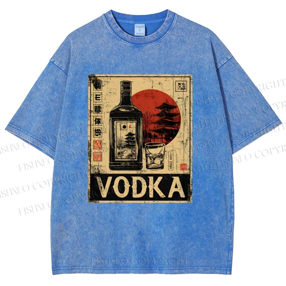Unisex Vodka Printed Washed Tee