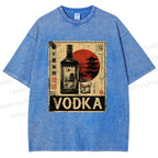Unisex Vodka Printed Washed Tee