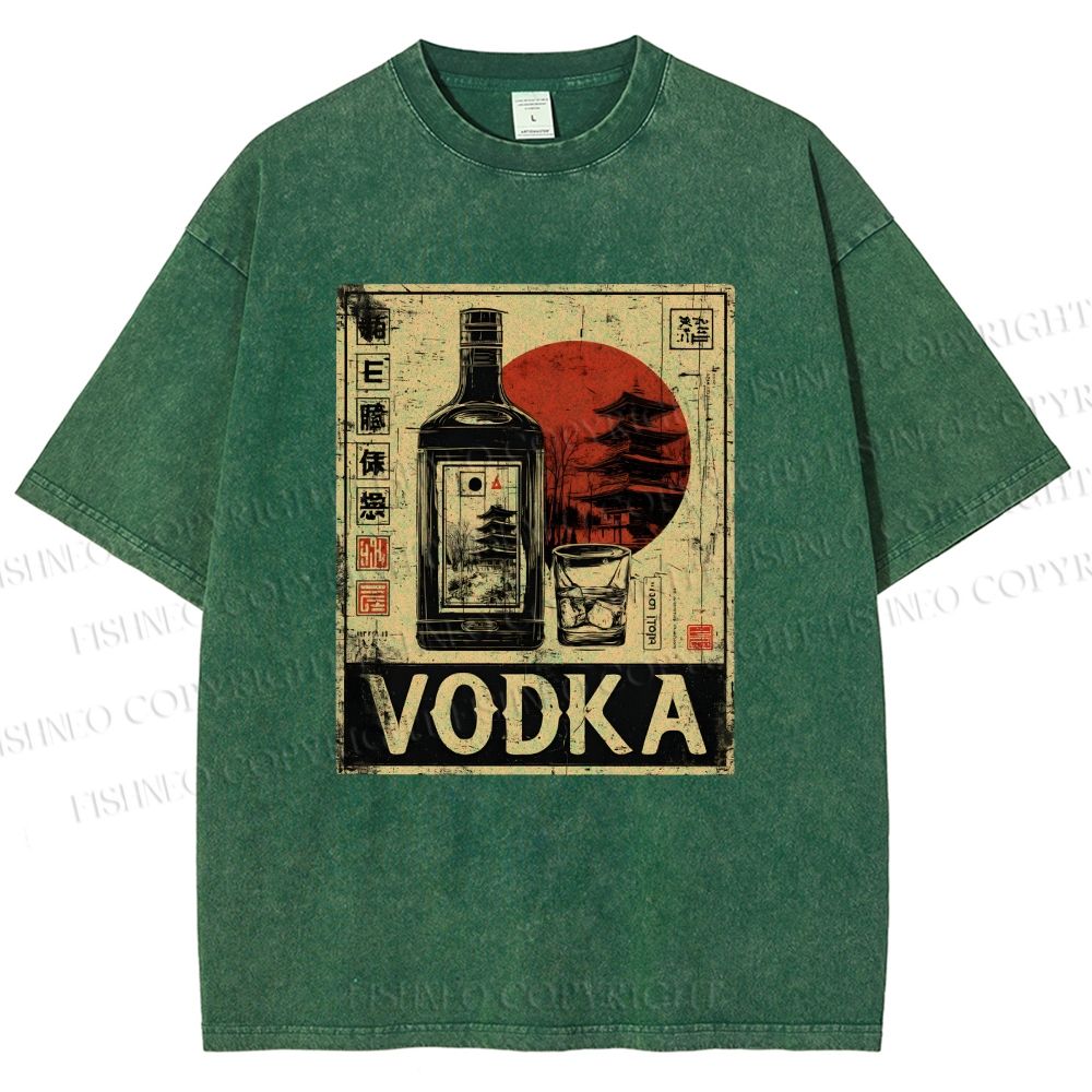 Unisex Vodka Printed Washed Tee