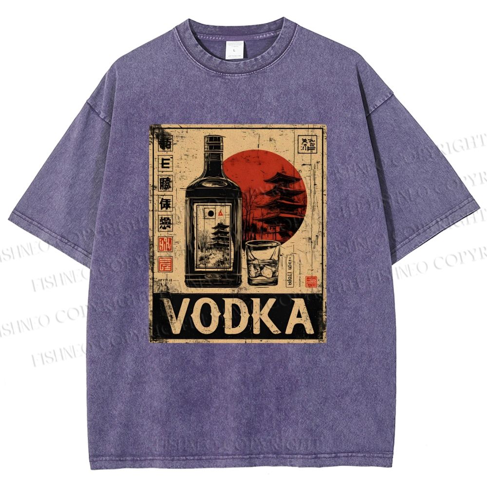 Unisex Vodka Printed Washed Tee