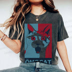 Unisex OMG Cat Poster Printed Washed Tee