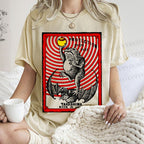 Unisex Vintage Frog Protection From Fire Printed Washed Tee