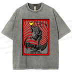 Unisex Vintage Frog Protection From Fire Printed Washed Tee