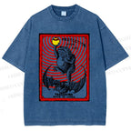 Unisex Vintage Frog Protection From Fire Printed Washed Tee