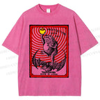 Unisex Vintage Frog Protection From Fire Printed Washed Tee