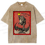 Unisex Vintage Frog Protection From Fire Printed Washed Tee