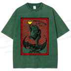 Unisex Vintage Frog Protection From Fire Printed Washed Tee