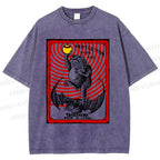Unisex Vintage Frog Protection From Fire Printed Washed Tee