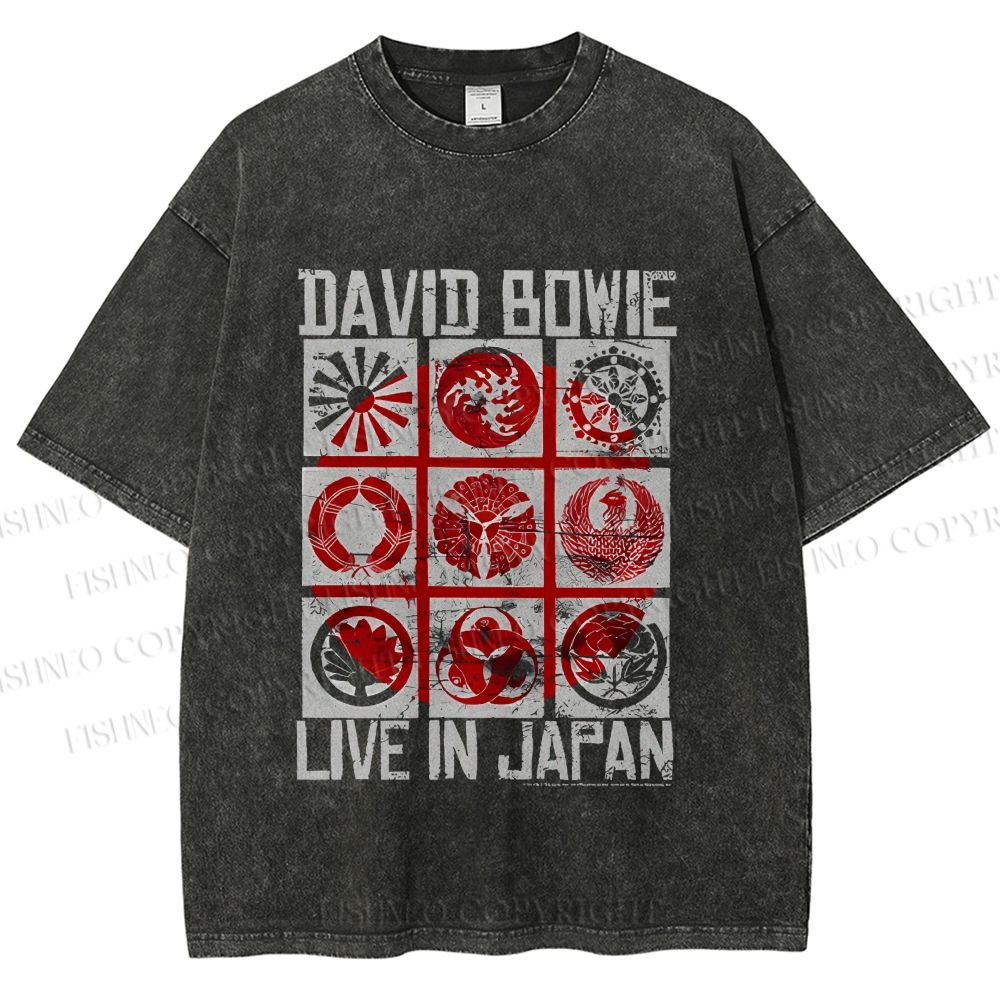 Unisex Vintage David Bowie Live In Japan Printed Washed Tee
