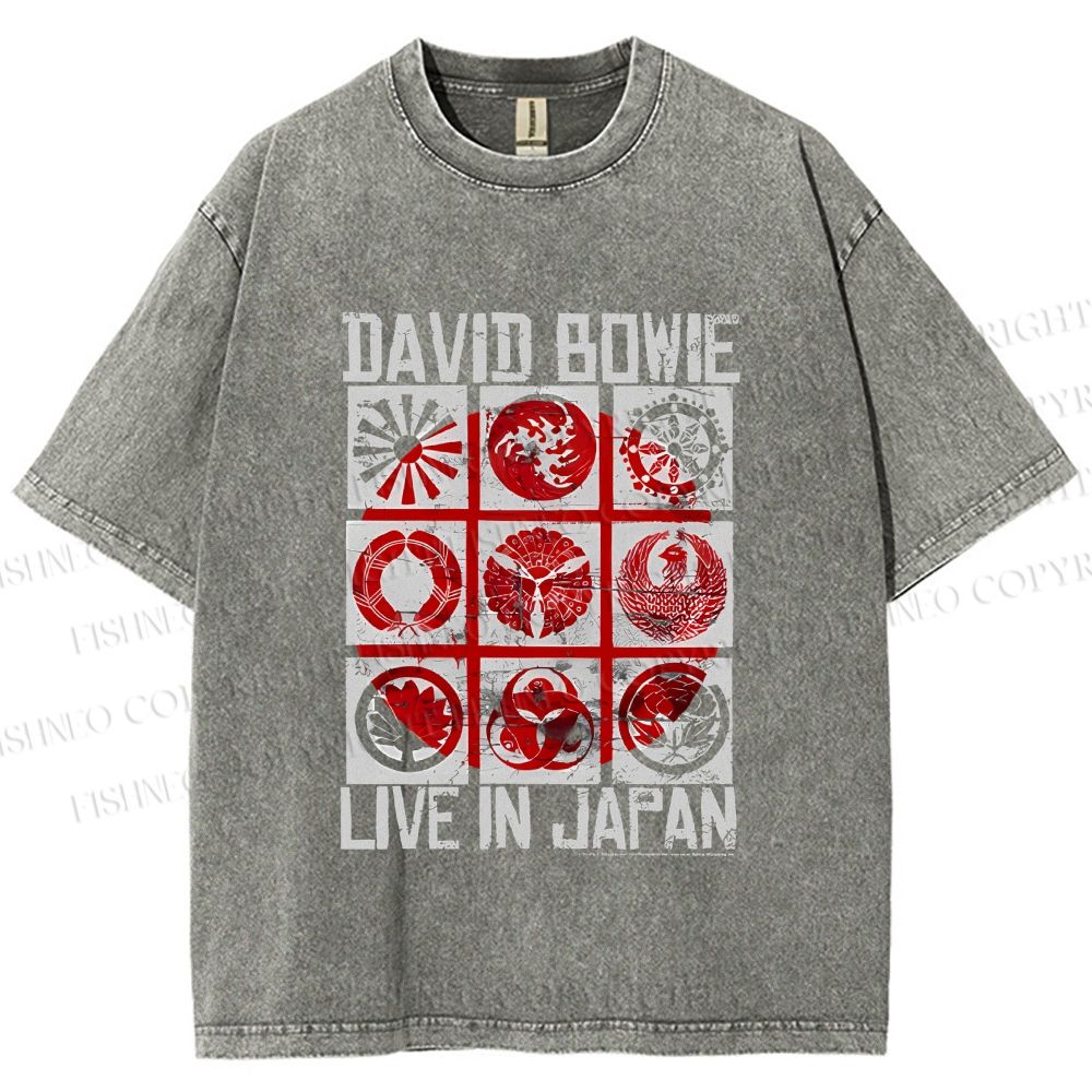 Unisex Vintage David Bowie Live In Japan Printed Washed Tee