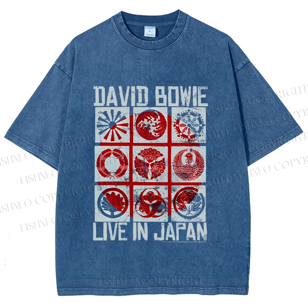 Unisex Vintage David Bowie Live In Japan Printed Washed Tee