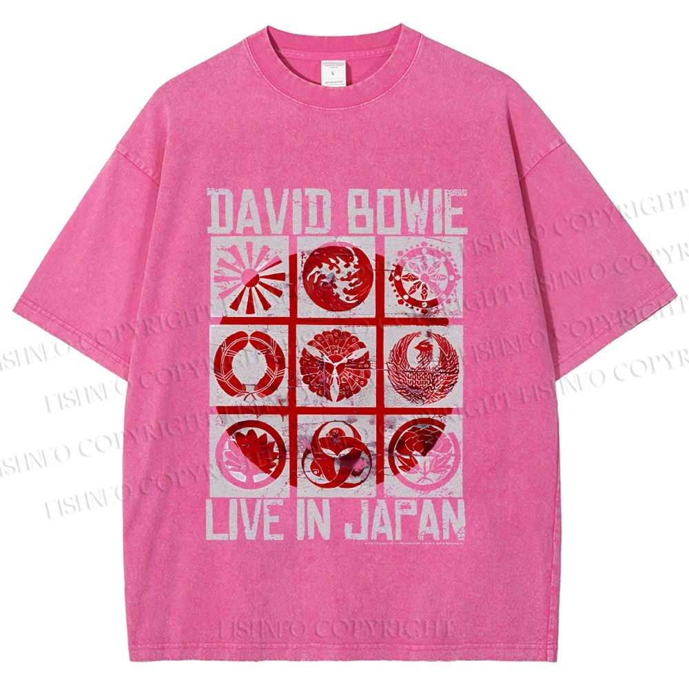 Unisex Vintage David Bowie Live In Japan Printed Washed Tee