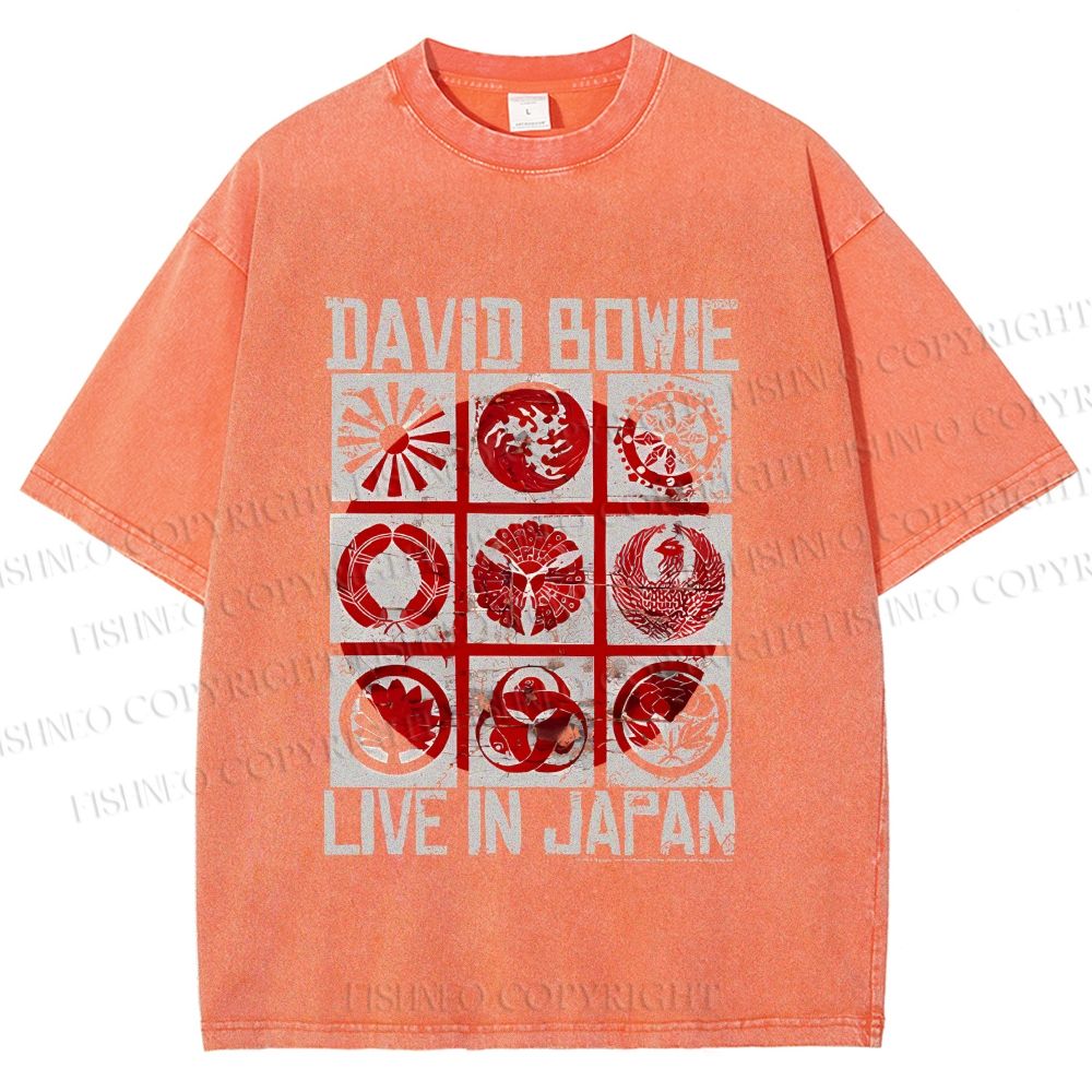 Unisex Vintage David Bowie Live In Japan Printed Washed Tee