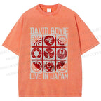 Unisex Vintage David Bowie Live In Japan Printed Washed Tee