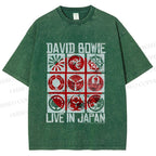 Unisex Vintage David Bowie Live In Japan Printed Washed Tee