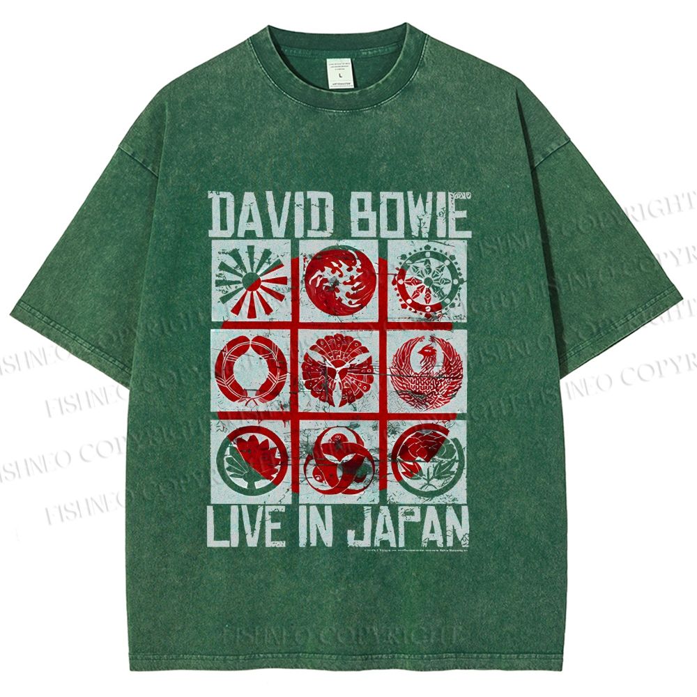 Unisex Vintage David Bowie Live In Japan Printed Washed Tee