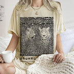 Unisex Bauhaus Style Leopard Printed Washed Tee
