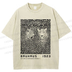 Unisex Bauhaus Style Leopard Printed Washed Tee