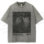 Unisex Bauhaus Style Leopard Printed Washed Tee