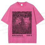 Unisex Bauhaus Style Leopard Printed Washed Tee