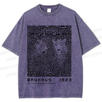 Unisex Bauhaus Style Leopard Printed Washed Tee