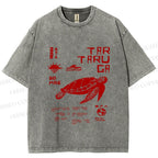 Unisex Sea Turtle Tar Taru Ga Printed Washed Tee