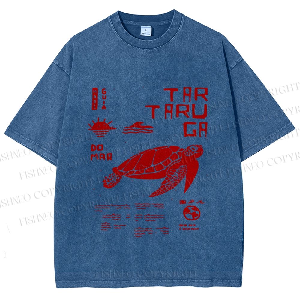 Unisex Sea Turtle Tar Taru Ga Printed Washed Tee