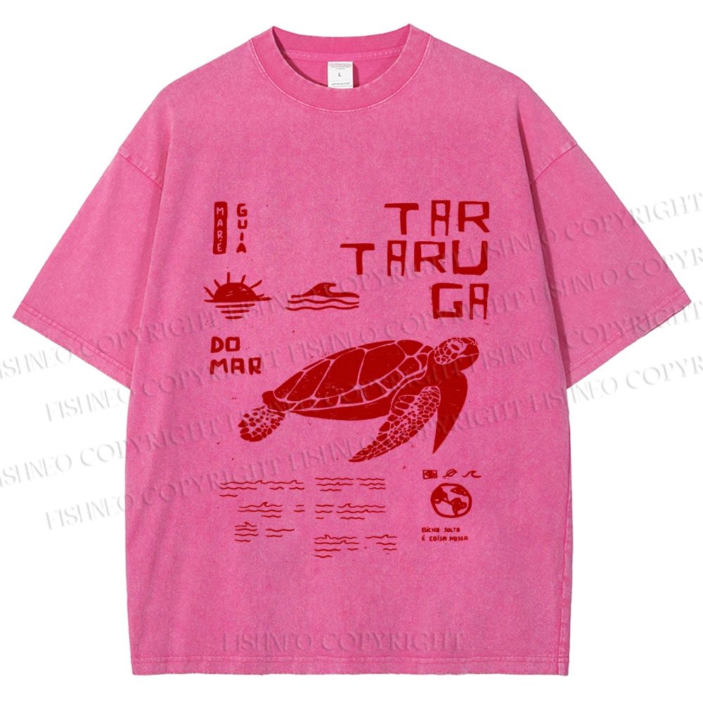 Unisex Sea Turtle Tar Taru Ga Printed Washed Tee