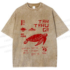 Unisex Sea Turtle Tar Taru Ga Printed Washed Tee