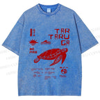 Unisex Sea Turtle Tar Taru Ga Printed Washed Tee