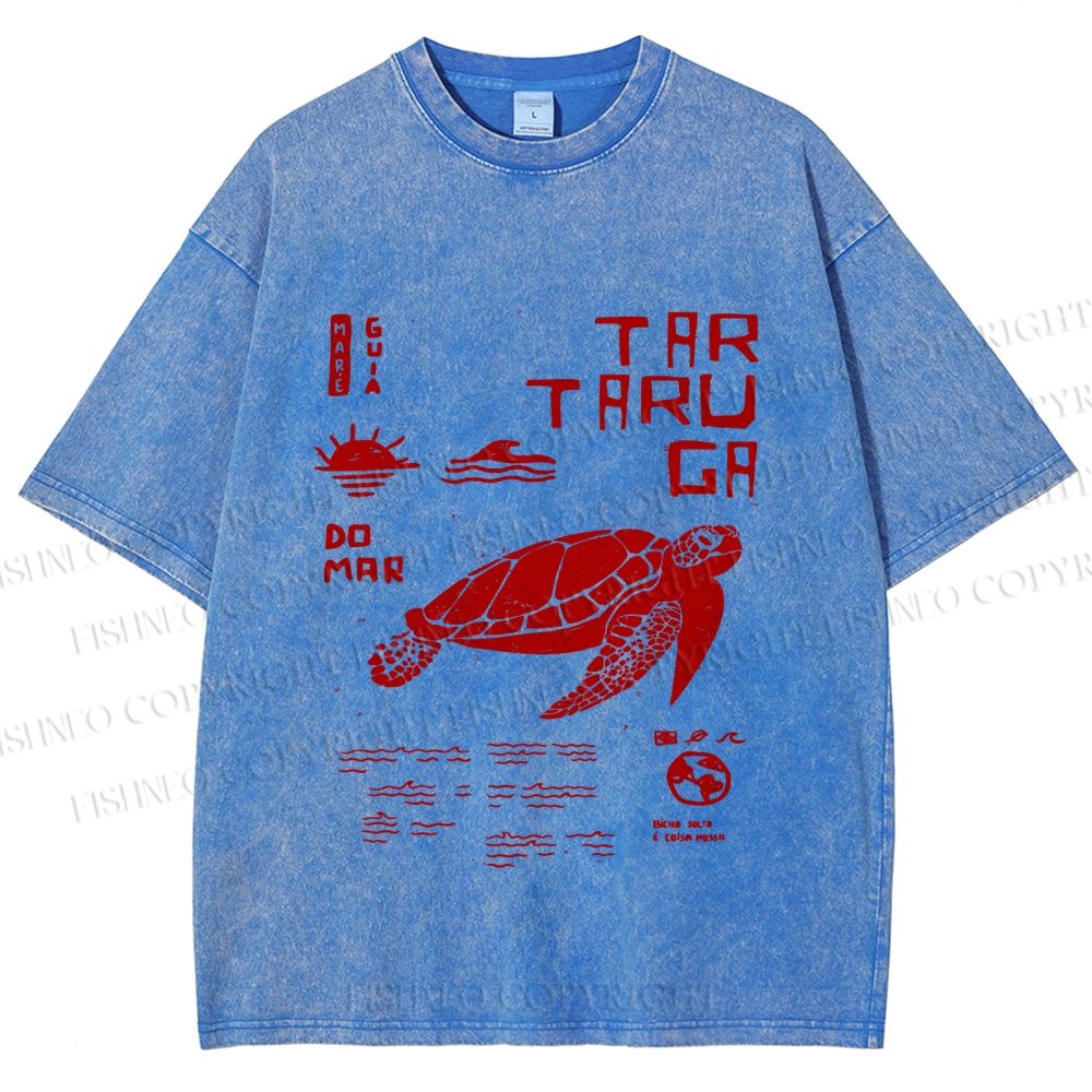 Unisex Sea Turtle Tar Taru Ga Printed Washed Tee