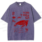Unisex Sea Turtle Tar Taru Ga Printed Washed Tee