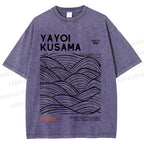 Unisex Yayoi Kusama Style Wave Printed Washed Tee