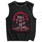 Unisex Spookitty Not Everyone's Cat Anymore Printed Washed Tank Top