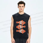 Unisex Clownfish Printed Washed Tank Top