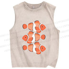 Unisex Clownfish Printed Washed Tank Top