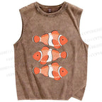 Unisex Clownfish Printed Washed Tank Top