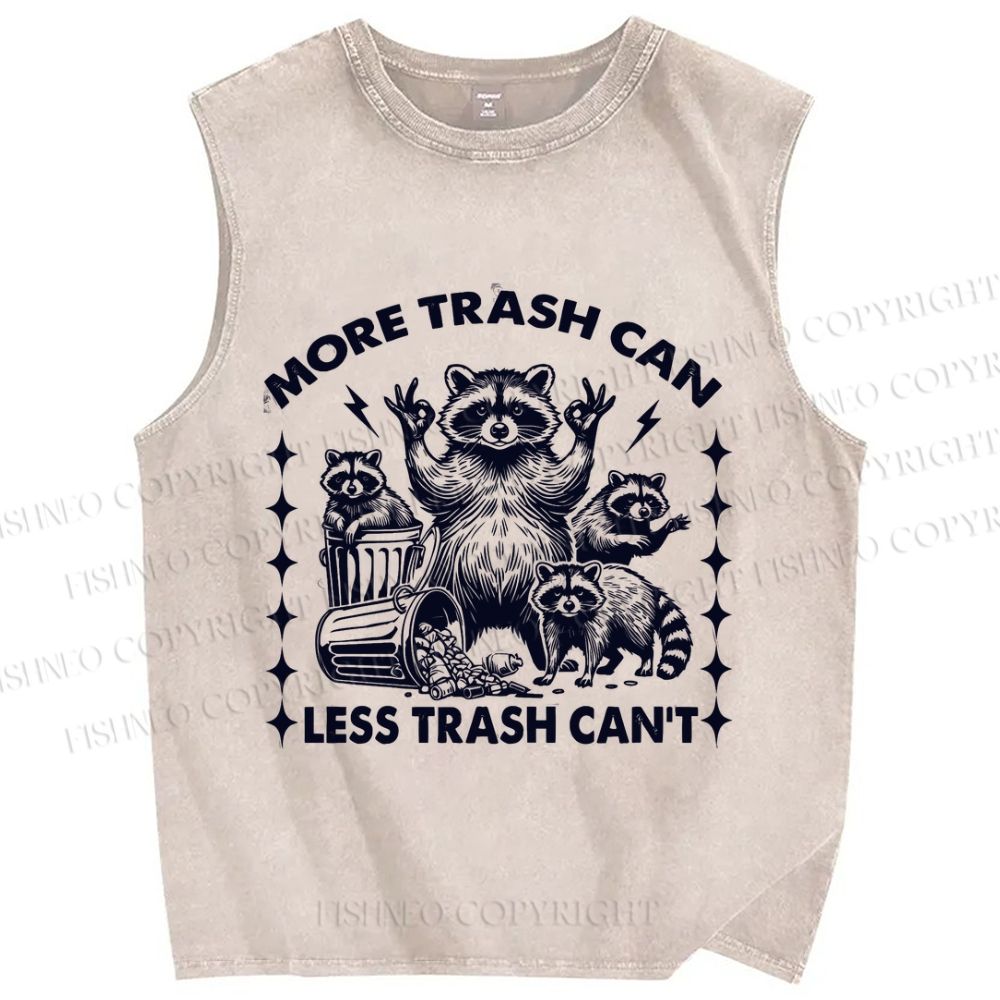 Unisex Vintage Raccoon More Trash Can Less Trash Can't Printed Washed Tank Top