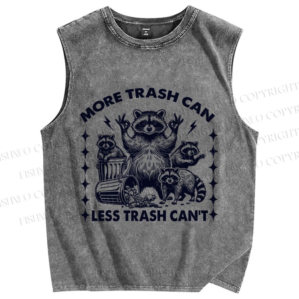 Unisex Vintage Raccoon More Trash Can Less Trash Can't Printed Washed Tank Top