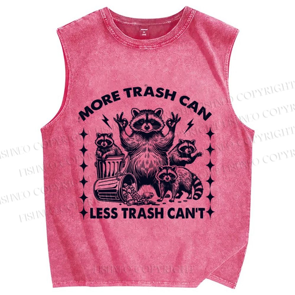 Unisex Vintage Raccoon More Trash Can Less Trash Can't Printed Washed Tank Top