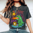 Unisex Cartoon Monster Printed Washed Tee