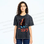 Unisex Cartoon Dinosaur Printed Washed Tee