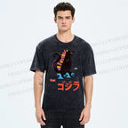Unisex Cartoon Dinosaur Printed Washed Tee