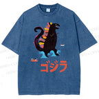 Unisex Cartoon Dinosaur Printed Washed Tee